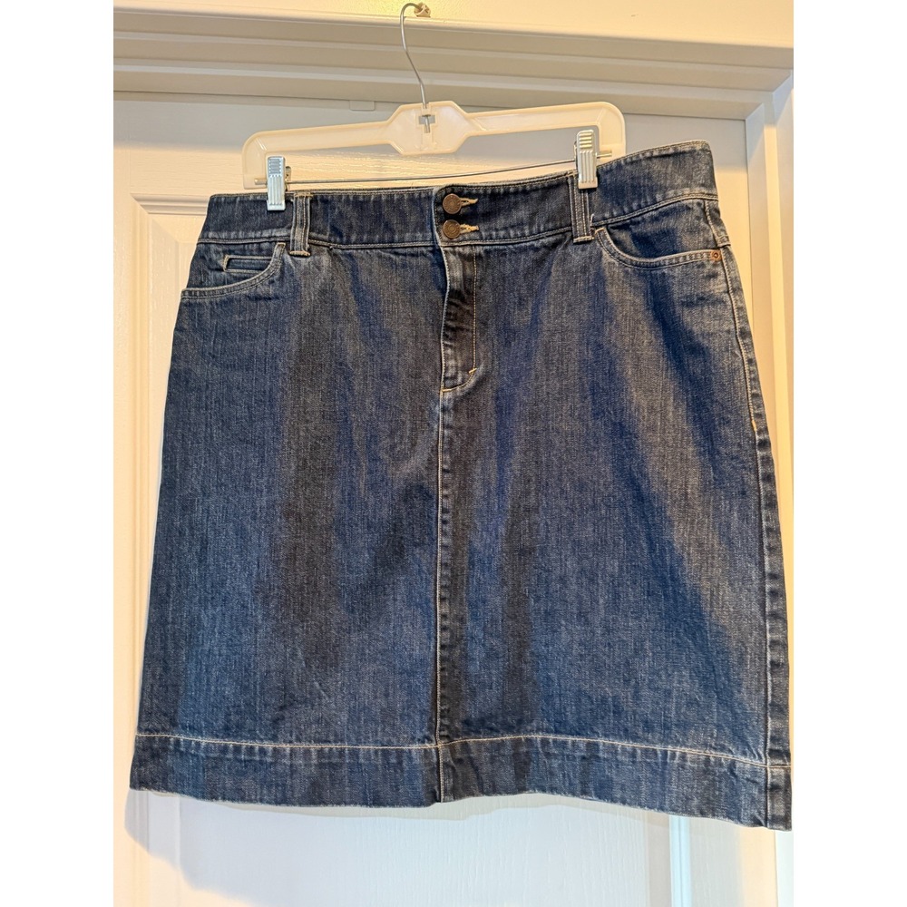 EDDIE BAUER 16 Blue Denim Skirt Western Cottage Core Work Travel Gorpcore